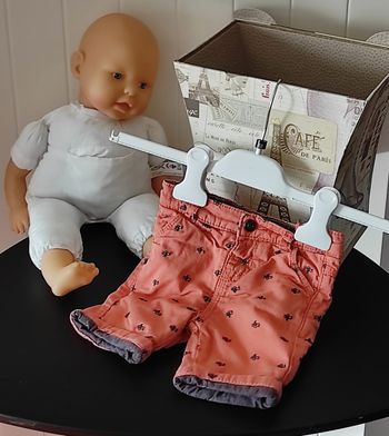 🩳 Petit bermuda bébé garçon 6 mois – orange en coton