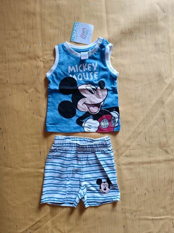 Mignon ensemble short et débardeur Mickey Disney 3 mois 60 cm Neuf