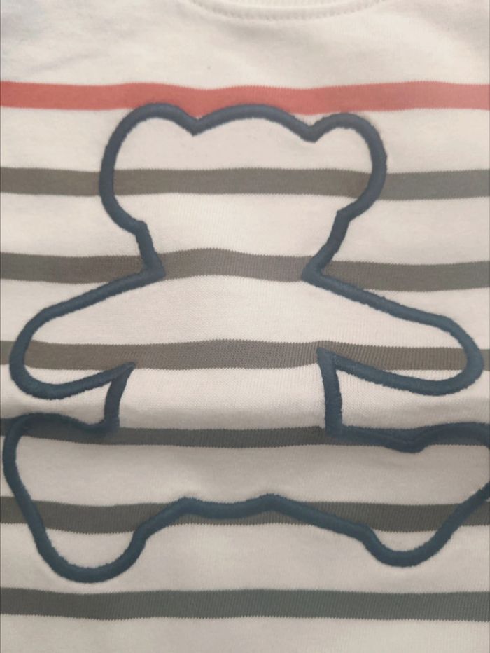 Tee shirt lulu castagnette 6 mois marinière kaki orange - photo numéro 2