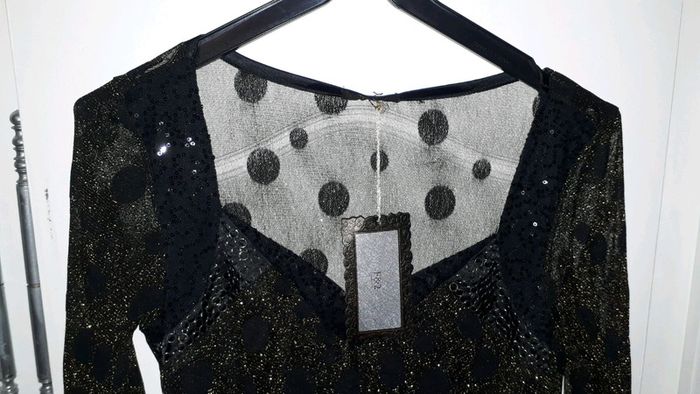 Tunique pailleté noir et doré pour les fêtes neuf taille L - photo numéro 2