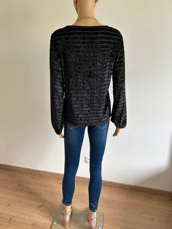 Haut noir en velours à manches longues 123 taille S jamais porté - photo numéro 9
