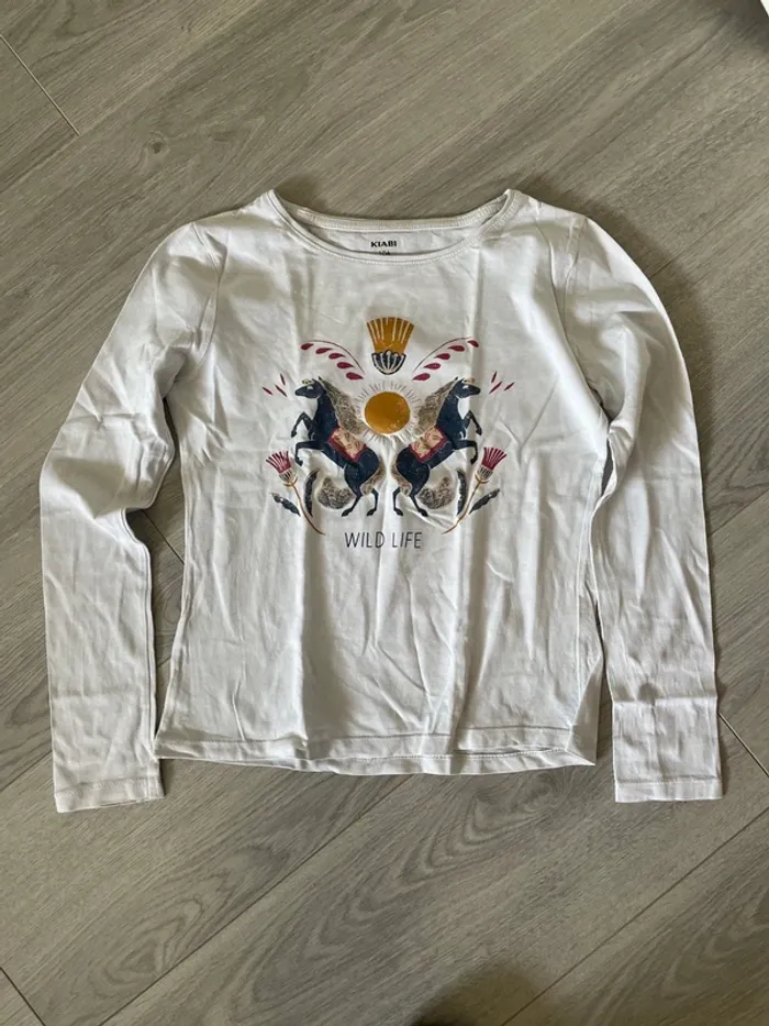 Haut manche longue fille motif cheval