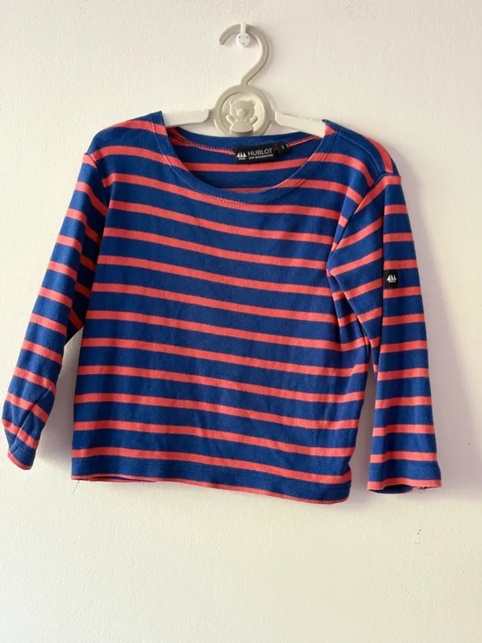Pull marinière rouge et bleu marine Hublot 3 ans