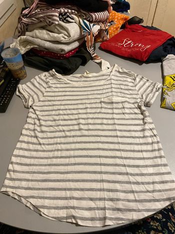 Teeshirt blanc gris rayures taille xs