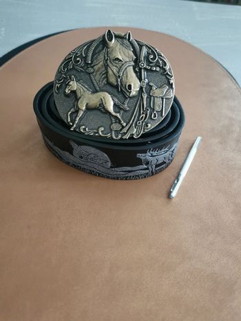 Ceinture de cowboy country cheval et poney doré