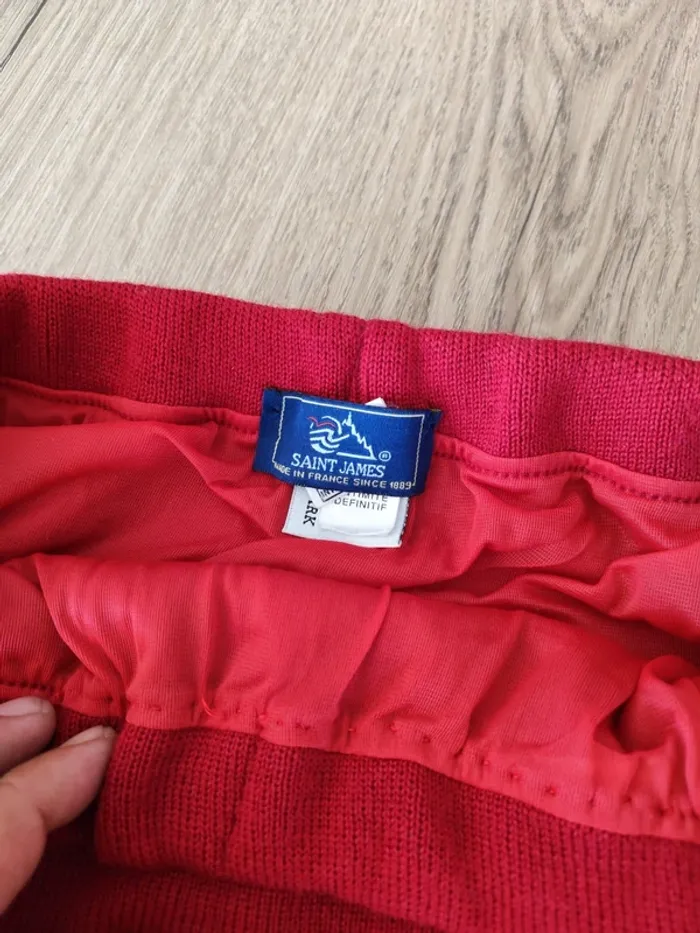 Jupe droite Saint James – 100% pure laine vierge – Rouge intense – Made in France – T40 - photo numéro 5