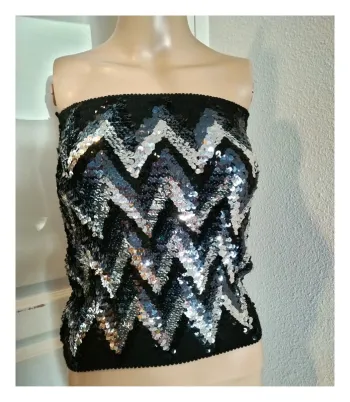 Top à sequins noir et argent Sweewë neuf