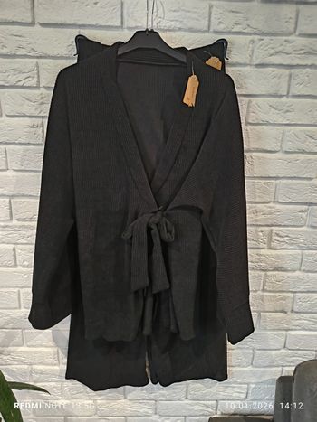 Ensemble velours côtelé noir kimono