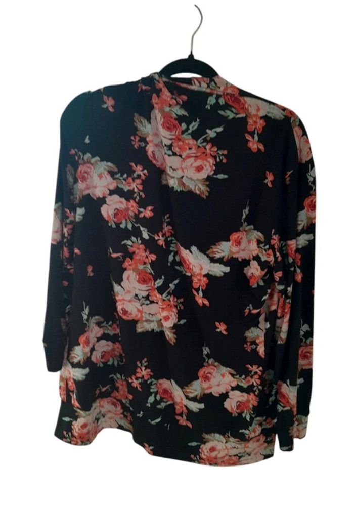 Gilet léger  fleuri noir - Taille XL - photo numéro 2