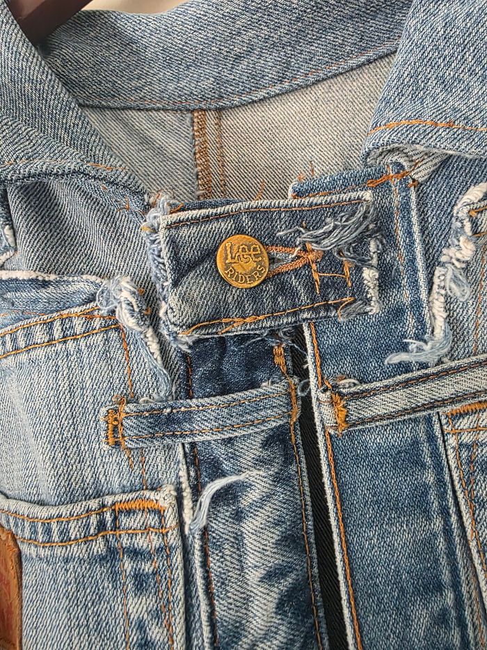 Veste en jeans custom y2k handmade denim inserts - photo numéro 4