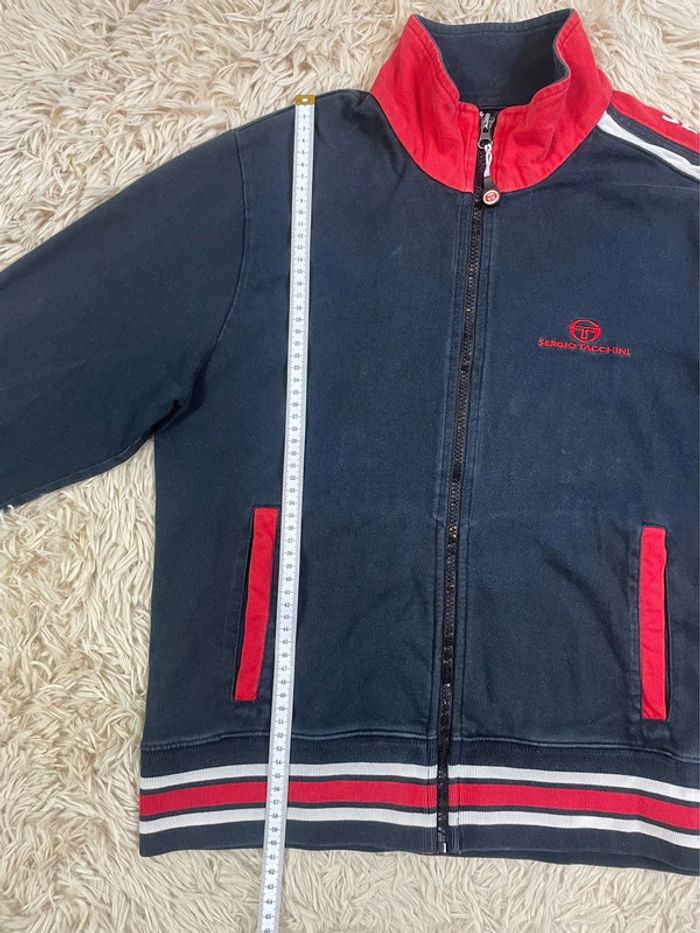 Veste survêtement Sergio Tacchini vintage noir et rouge taille L y2k logo brodé - photo numéro 3