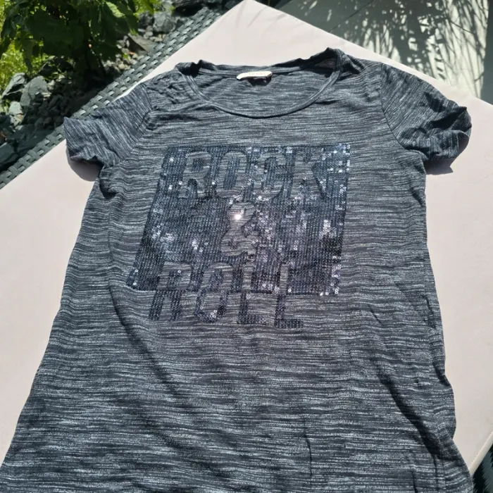Tee shirt camaieu sequins taille s gris chiné - photo numéro 3