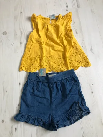 Ensemble neuf short et t shirt fille 24 mois 2 ans