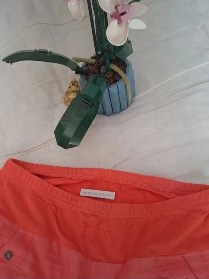 Pantacourt rose rayé. T42 - photo numéro 2