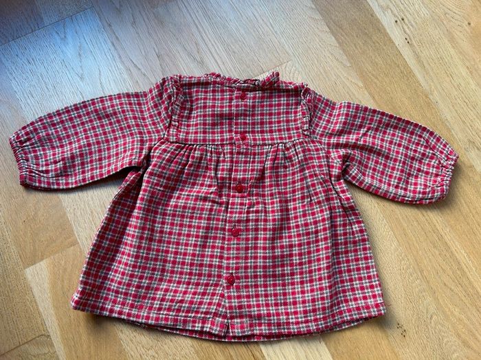 Ensemble tunique/chemisier carreaux volanté et legging velours bébé fille - photo numéro 5