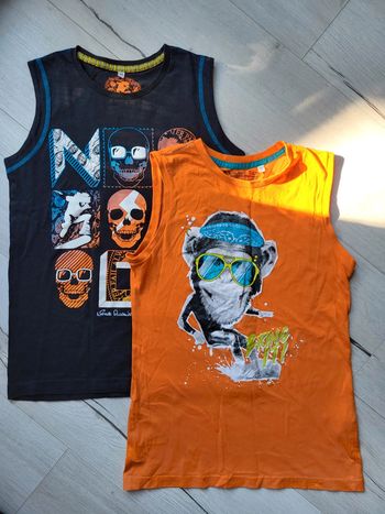 Lot de 2 tee shirts sans manches 14ans neufs