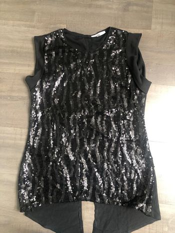 Haut sans manches Etam noir taille 34 en sequins
