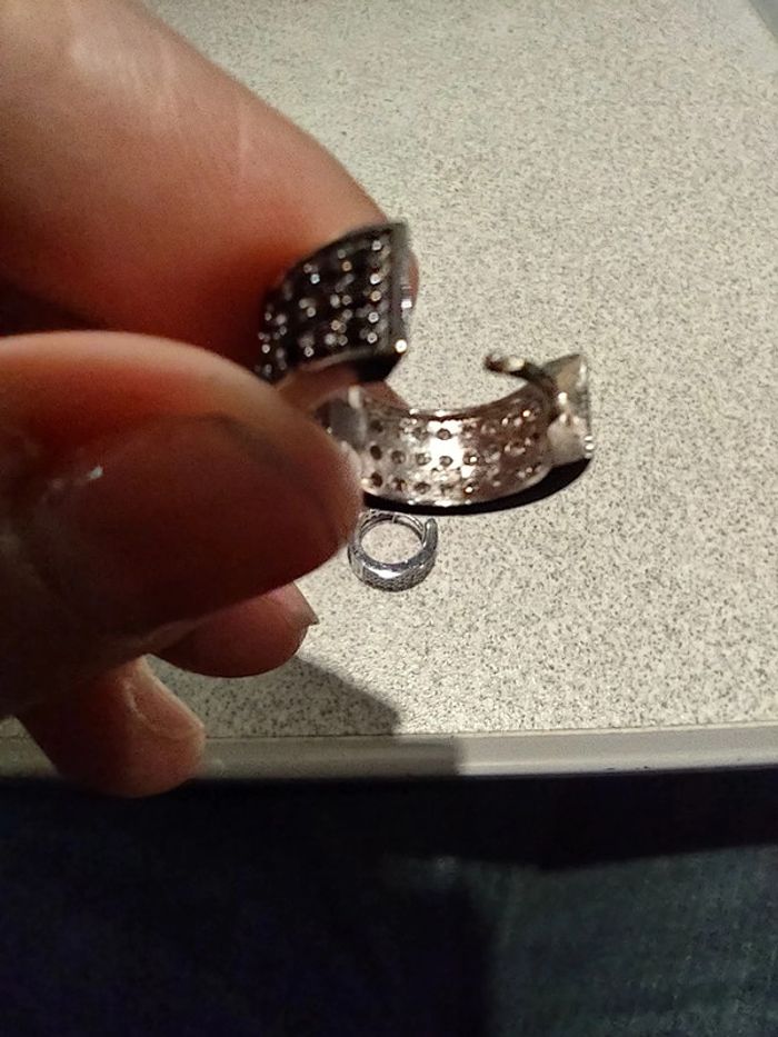 Boucles d'oreilles en argent recto verso strass blanc ou noir - photo numéro 8