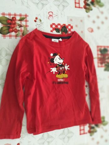 T-shirt manches longues rouge mickey noël Disney (4 ans)