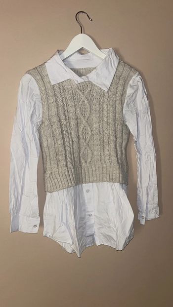 Chemise blanche et beige