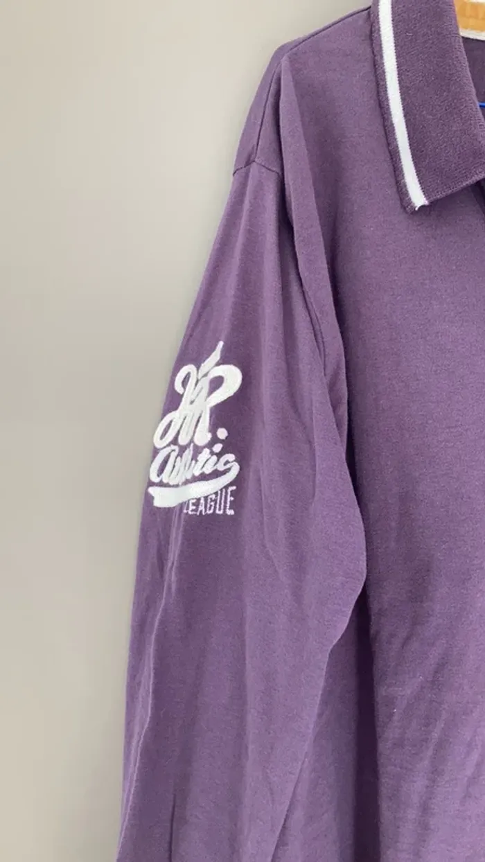 T-shirt homme manches longues col polo brodé L Japan Rags lie de vin - photo numéro 3