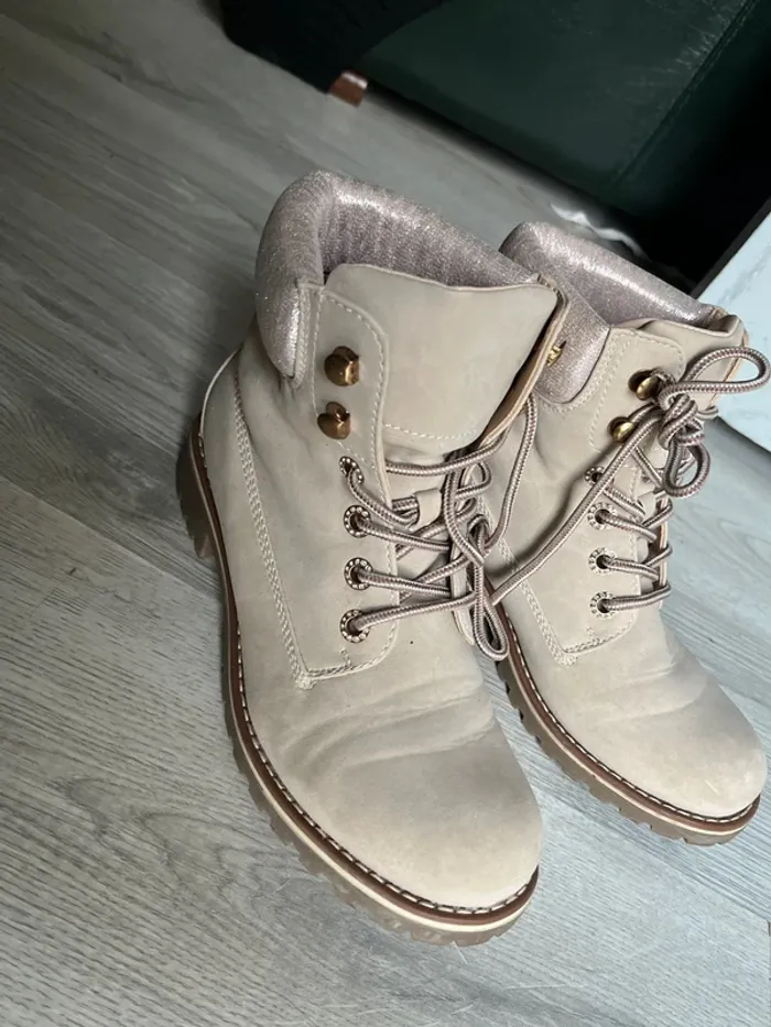 Bottines roses / beiges - photo numéro 2