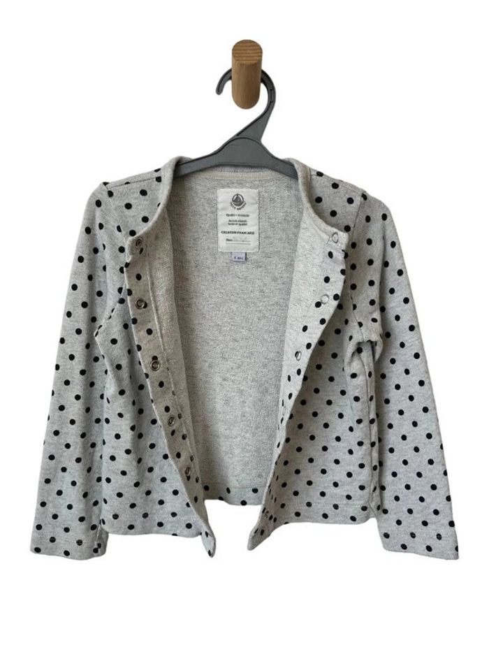Cardigan gris clair à pois noirs - Petit Bateau 6 ans - photo numéro 4