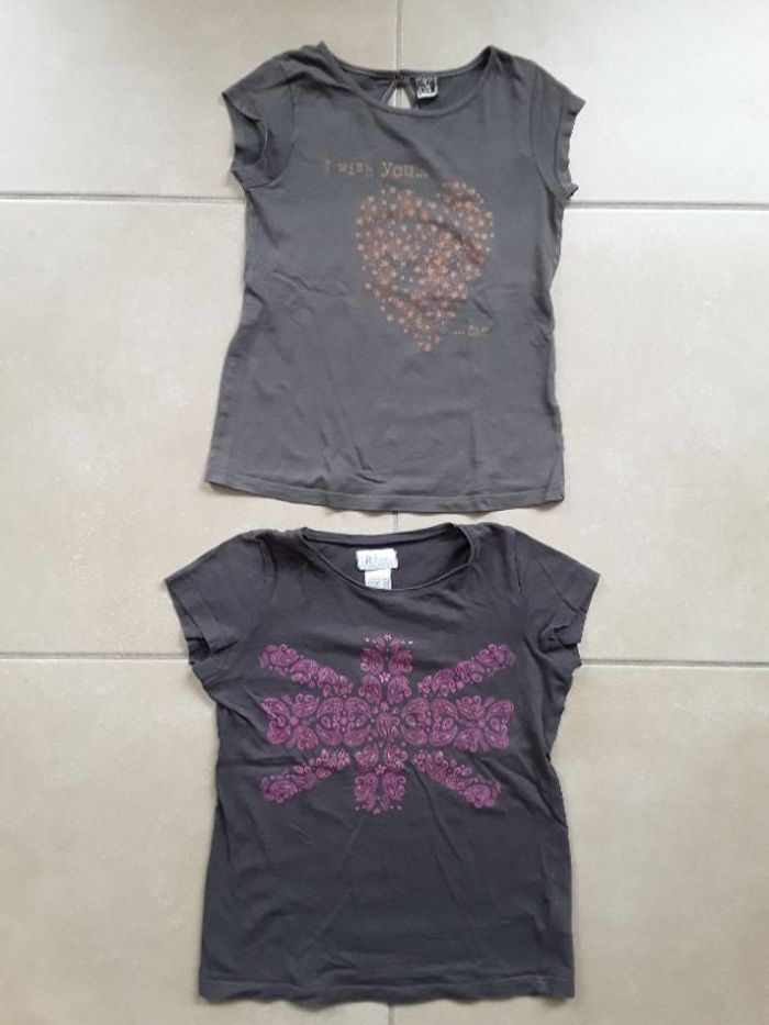 Lot 2 t-shirts MC fille 8 ans LA REDOUTE TBE
