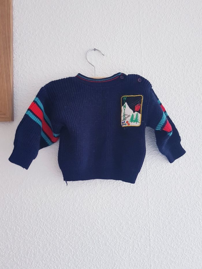 Baby Club (C&A) - Pull tricot à longues manches, col rond - Vintage - (12 mois) - photo numéro 2