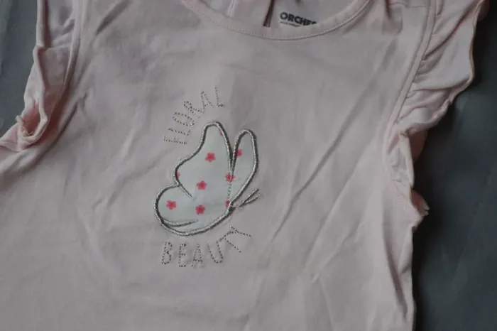 T-shirt rose Orchestra papillon fille 24-36 mois - photo numéro 2