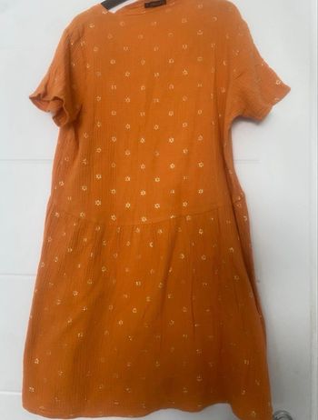 Robe fluide orange motifs dorés – Taille 42 – INEXTENSO