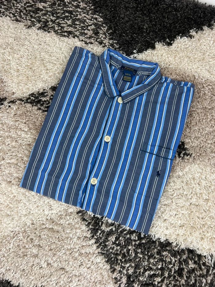 Chemisette, haut de pyjama Ralph Lauren rayé bleu et blanche taille XL