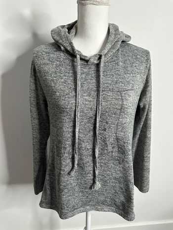 Sweatshirt à capuche gris moucheté plumes T38 M