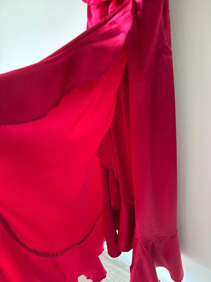 👗 Little Mistress - TL- Robe - bordeaux portefeuille à volants - Rose fuchsia- neuf sans étiquette - photo numéro 5