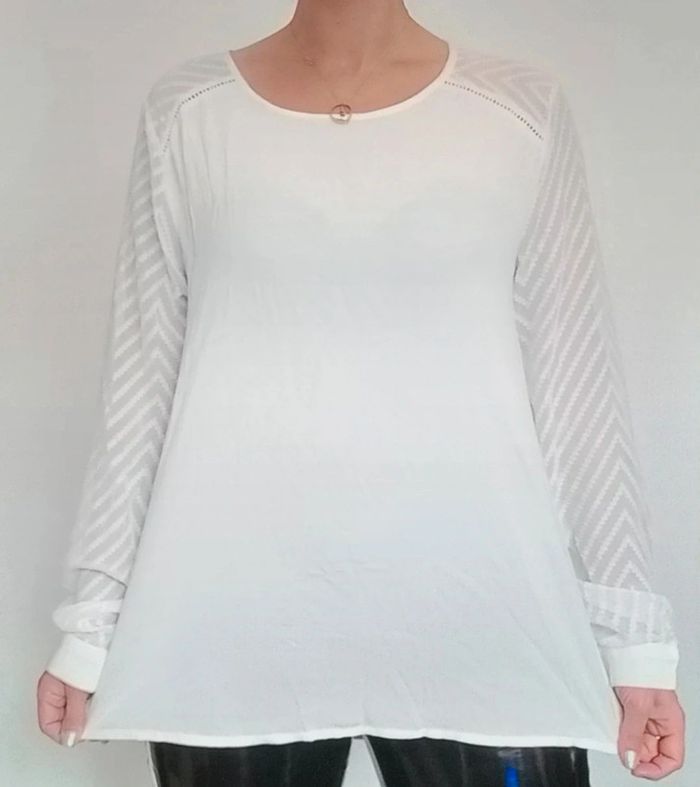 Blouse blanche chic manches voile taille 42 - photo numéro 7