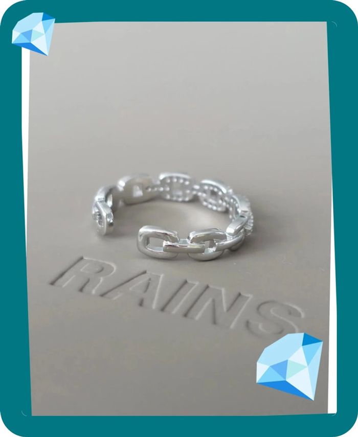 Bague réglable chaîne ornements argent - photo numéro 2