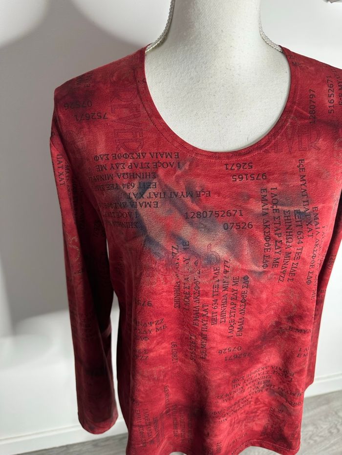 T-shirt à manches longues rouge bordeaux doré Guy Dubois Vintage T46 3XL - photo numéro 2