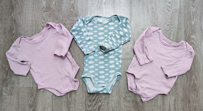 Lot 3 bodies manches longues, bébé filles 12 mois