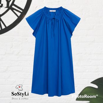 Robe bleue en coton bio Mango Taille XS