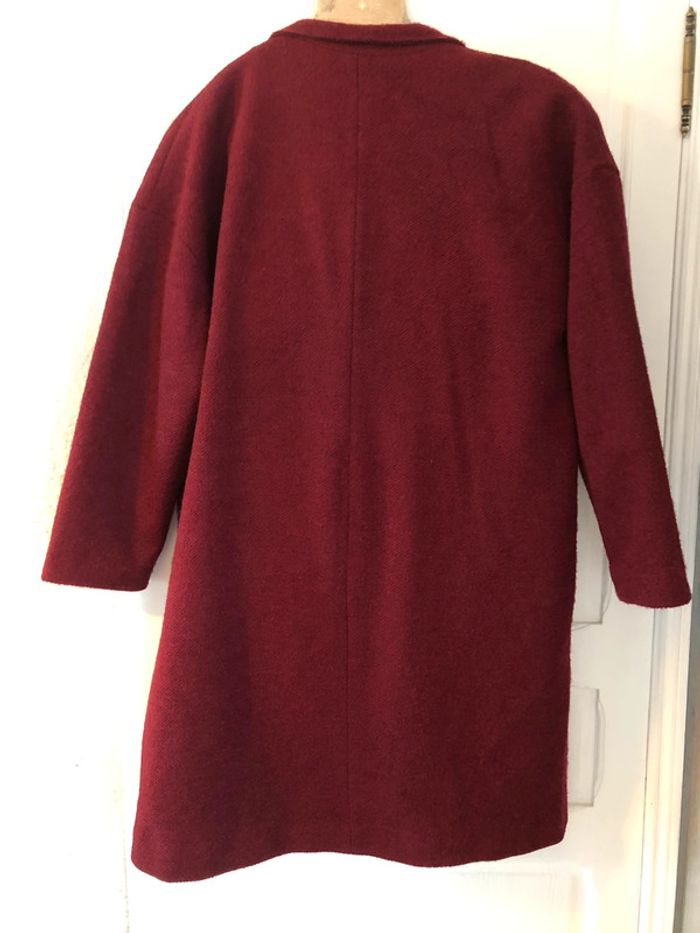 AN68- Manteau long bordeaux laine/polyester T 48 porté 7-8 fois - photo numéro 2