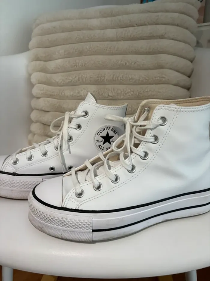 Converse montantes en cuir - blanches