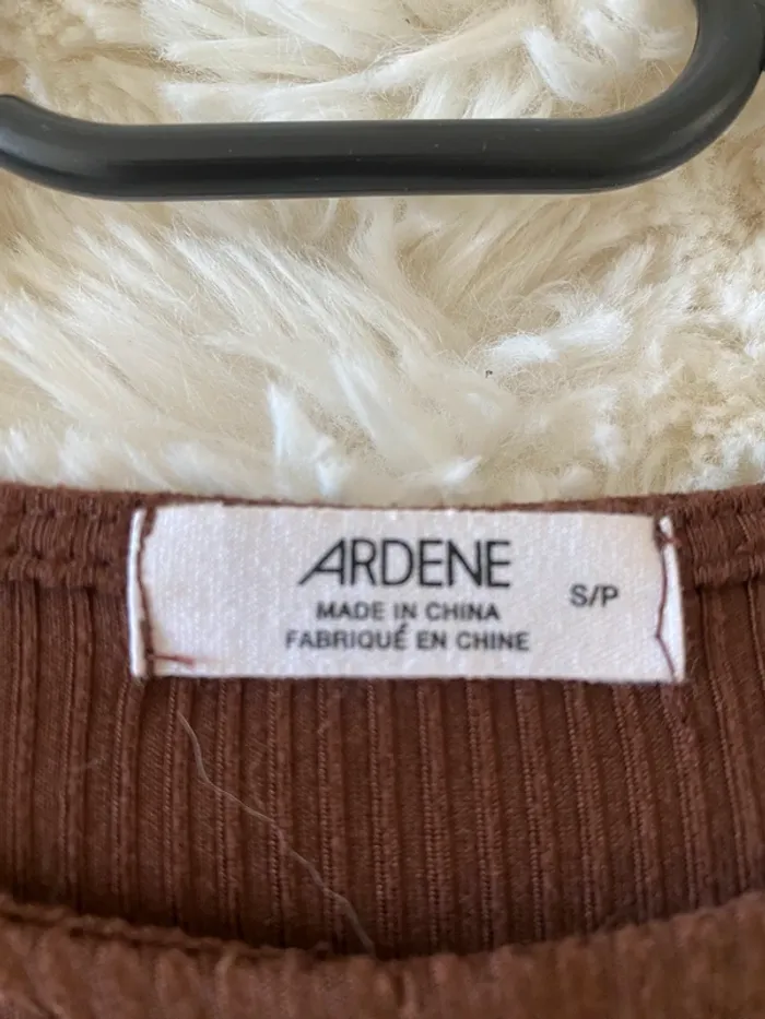 Haut marron manches longues façon crop top taille S - photo numéro 4
