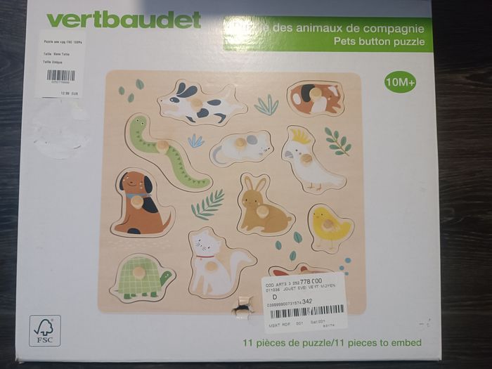 Puzzle en bois animaux de compagnie – Verbaudet – Très bon état