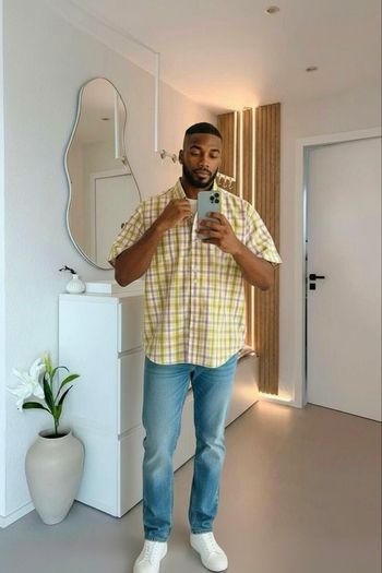 Chemise à Carreaux jaune et blanche Brand label 