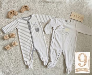 Pyjamas polaires mixtes, ouvertures devant - T9mois - grain de blé et Pat et ripaton