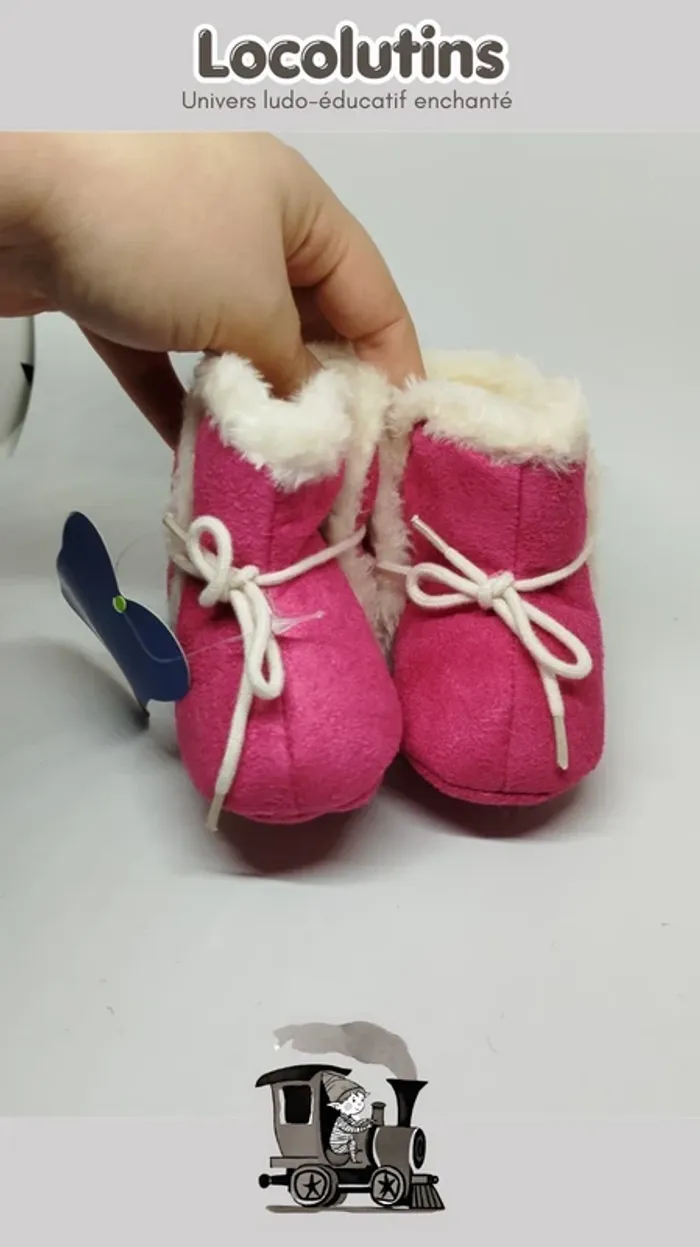 🚂 Chaussons fourrés bébé ▪ rose taille 20 - photo numéro 3