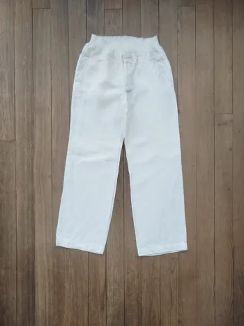 Pantalon femme S blanc en lin