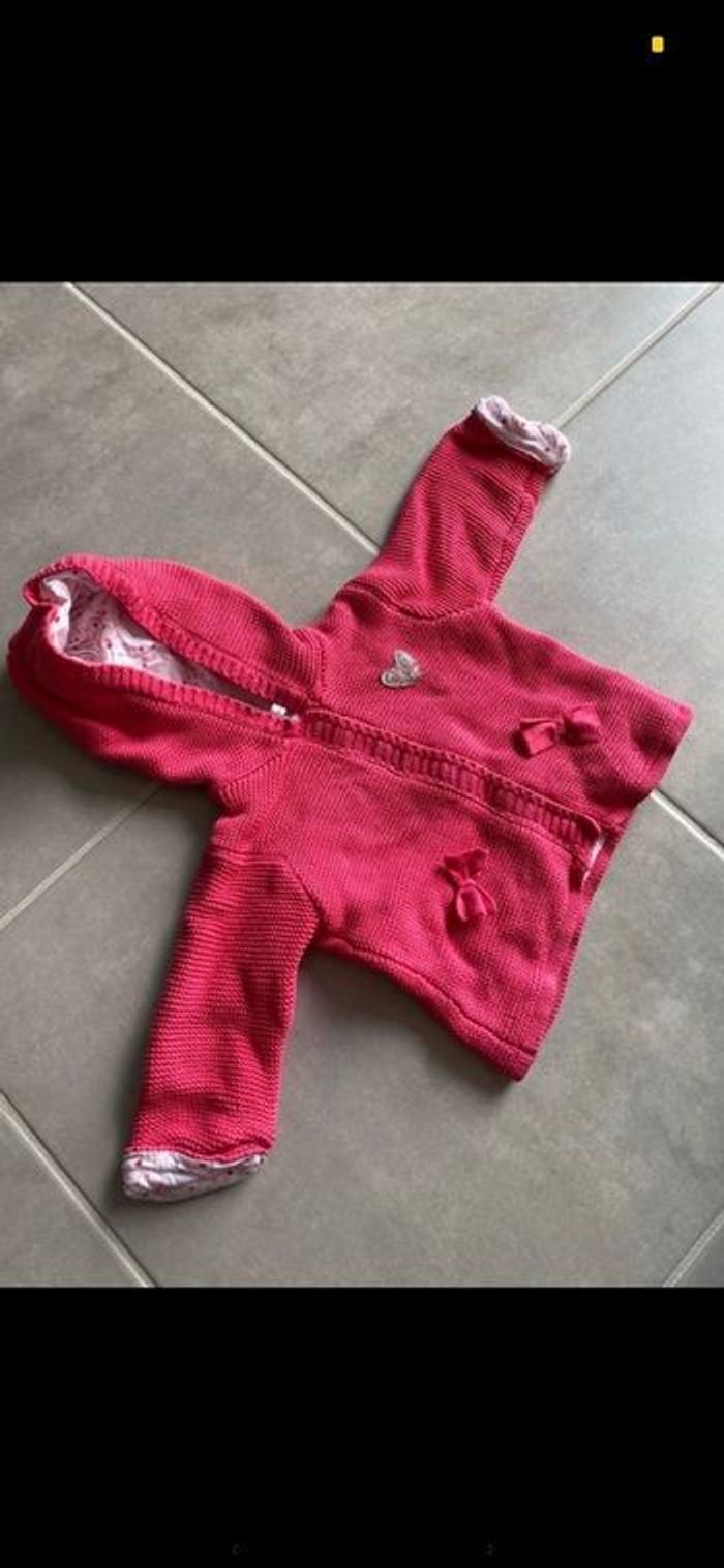 Gilet à capuche épais rose 9 mois