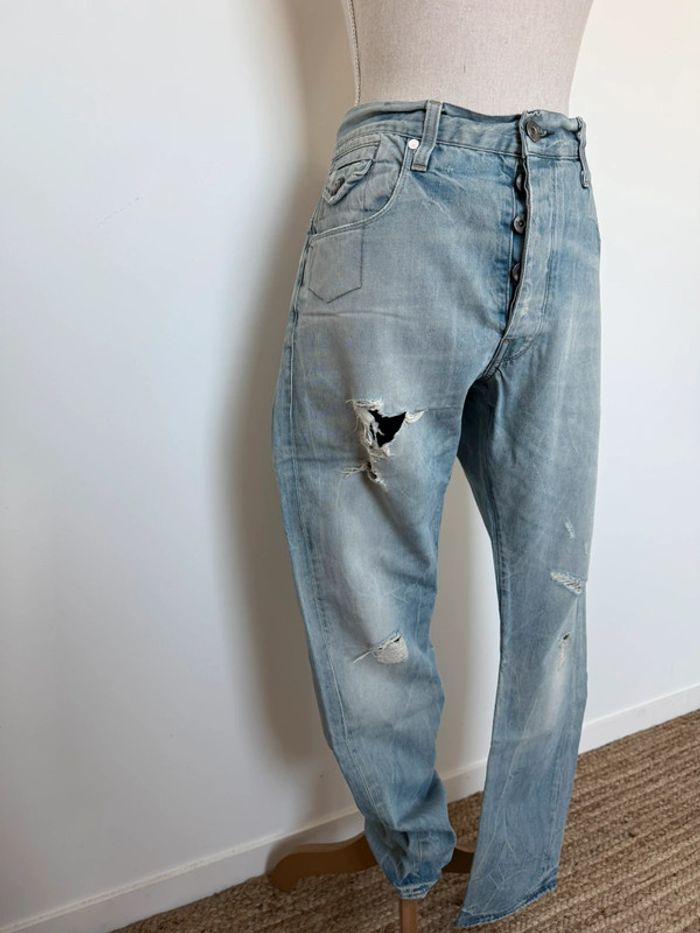 Jean pantalon gstar slim skinny bleu destroy denim Pantalones de mezclilla pantaloni - photo numéro 5