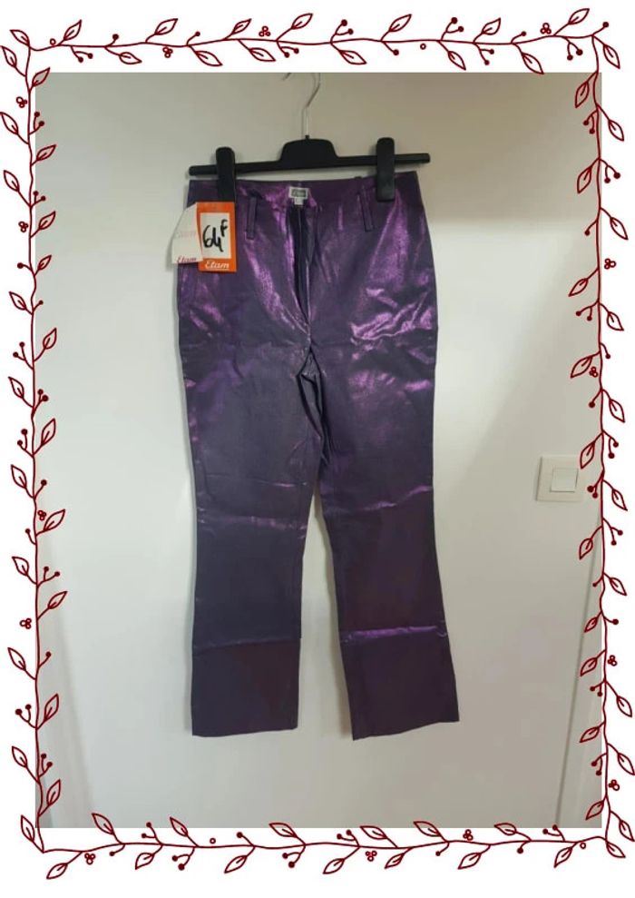 Pantalon Évasé Violet Pailleté taille 36